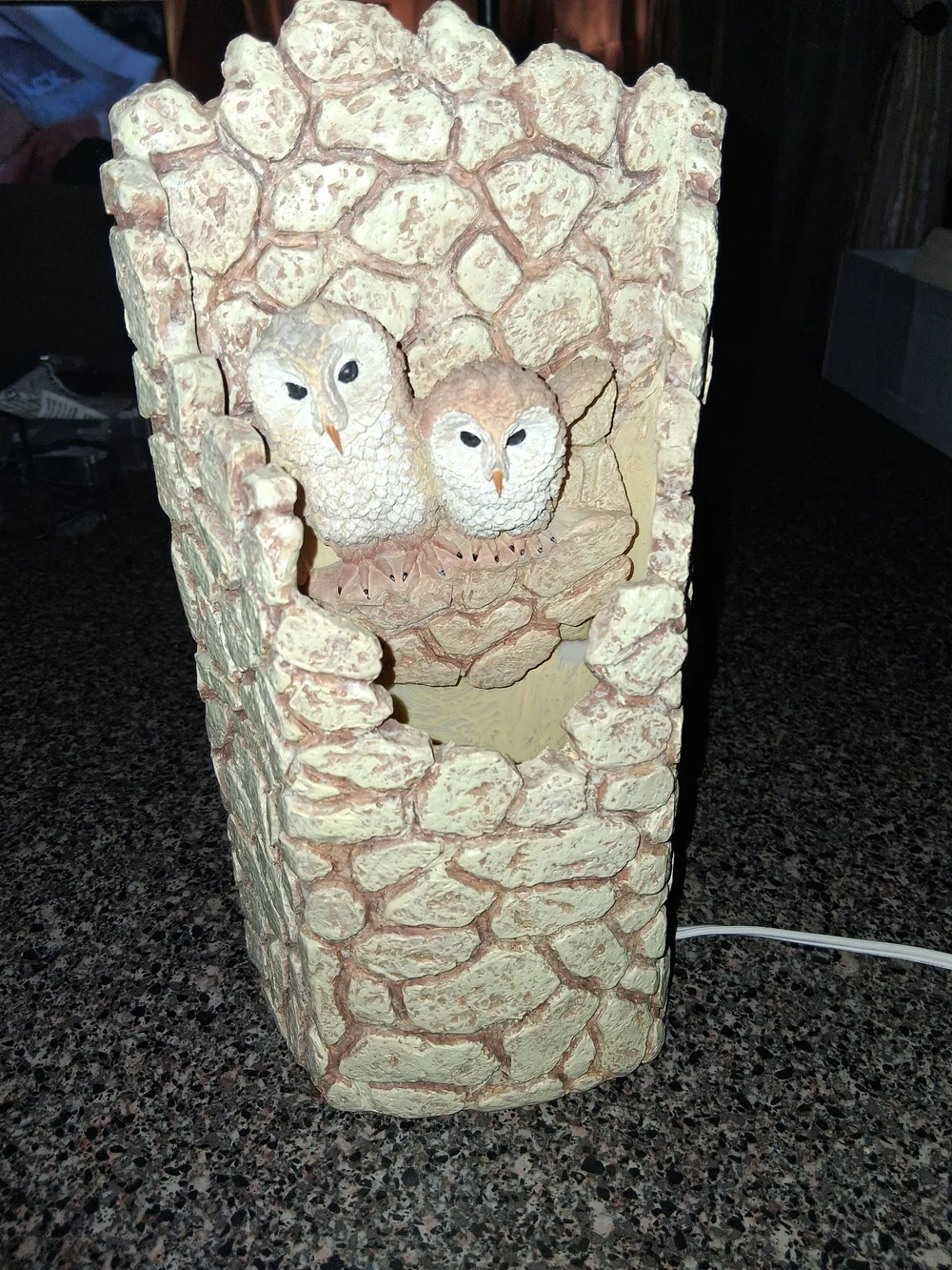 Ceramic Owl Lantern in Warm Cream by